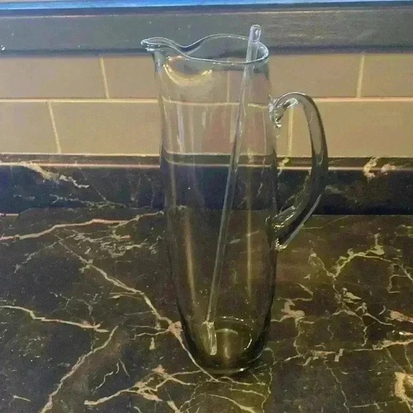 Vintage Glass Martini Cocktail  Pitcher W/Stir Stick - Picture 2 of 15